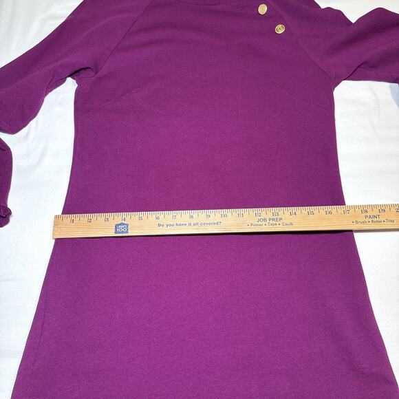 Talbots Dress Womens Small Purple Long Sleeve Midi Ruffle Trim 100% Cotton NWOT - Picture 6 of 15